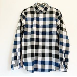 Express Men’s Blue/Black/White Pain Button Down L